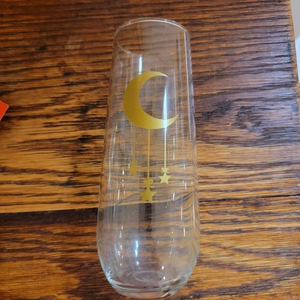 STEMLESS CHAMPAGNE GLASS Moon and Stars Gold‎